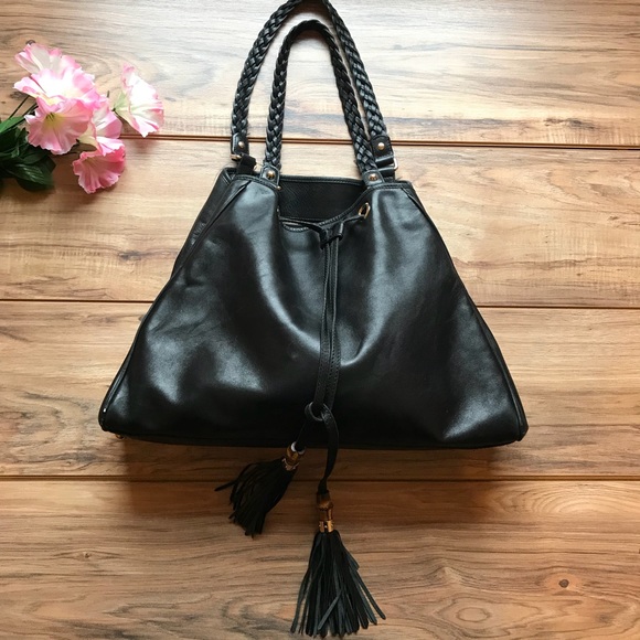 gucci black tassel bag
